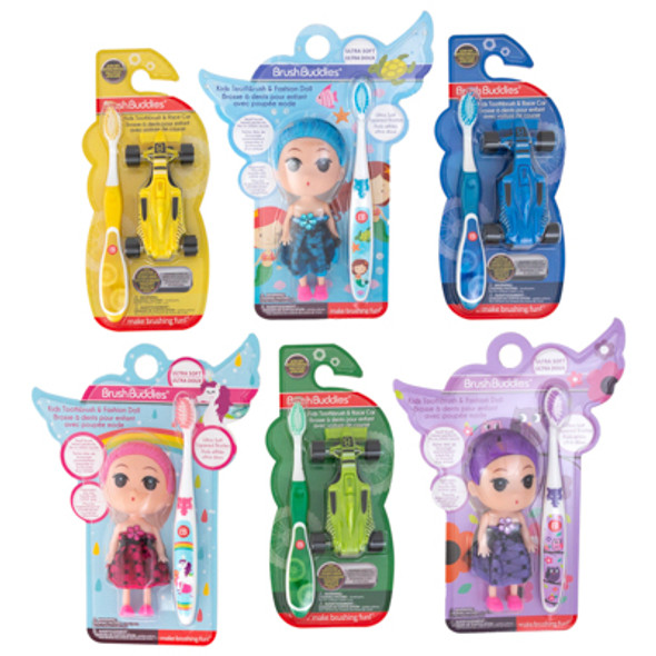 TOOTHBRUSH KIDS W/TOY DOLLS & CARS CARDED TOOTHBRUSH KIDS W/TOY DOLLS & CARS CARDED