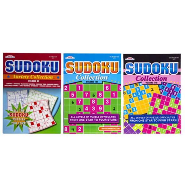 SUDOKU PUZZLE BOOK COLLECTION 3 ASSORTED 120PC FLOOR DISPLAY MADE IN USA $4.95