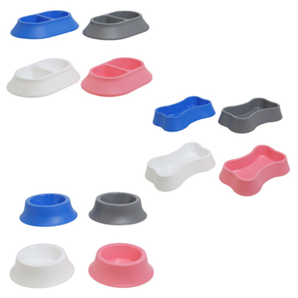 PET BOWL 3 SHAPES 4 COLORS IN PDQ ASST DIVIDED/ROUND/BONE SHAPE PET BOWL 3 SHAPES 4 COLORS IN PDQ ASST DIVIDED/ROUND/BONE SHAPE