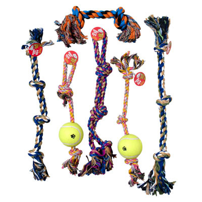 DOG TOY ROPE CHEWS XL 6 ASSORTED STYLES HANG TAG COUNTER DISPLAY