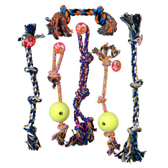 DOG TOY ROPE CHEWS XL 6 ASSORTED STYLES HANG TAG COUNTER DISPLAY DOG TOY ROPE CHEWS XL 6 ASSORTED STYLES HANG TAG COUNTER DISPLAY