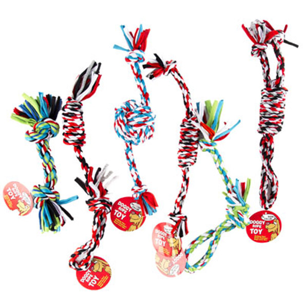 DOG TOY ROPE CHEWS 6 ASSORTED/MULTI-COLORS IN PDQ #14068HANG TAG