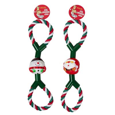 DOG TOY CHRISTMAS ROPE TUG14 INCH 2 ASSORTED IN PDQ #C25341