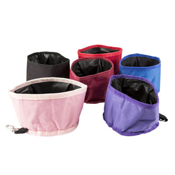 PET TRAVEL BOWL 6DX4H FOLDABLE 45OZ 6 COLORS #G12142 COUNTER DISPLAY
