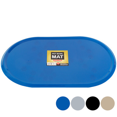 PET BOWL MAT PLASTIC 21X13 OVAL WITH PAW DESIGN 4 COLORS REF #ST0427