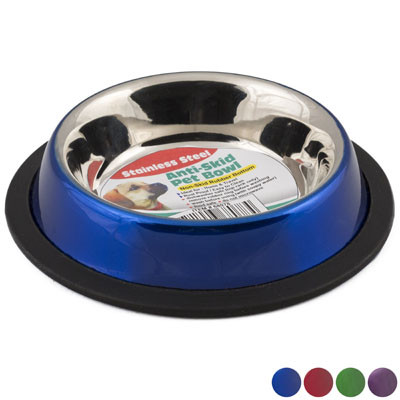 PET BOWL STAINLESS STEEL 8 OZ1 CUP ANTI-SKID 4 COLORS 85G4.52 X 6.02 #M-PL-C0020