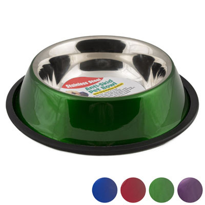 PET BOWL STAINLESS STEEL 32 OZ3.75 CUPS ANTI-SKID 4 COLORS210G 7.08 X 10.03 #M-PL-C0050
