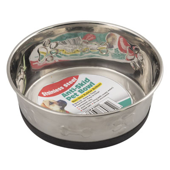 PET BOWL STAINLESS STEEL 28 OZ ANTI-SKID PAW/PRINT EMBOSSED 6.29 DIA 135G #M-HD-iR050