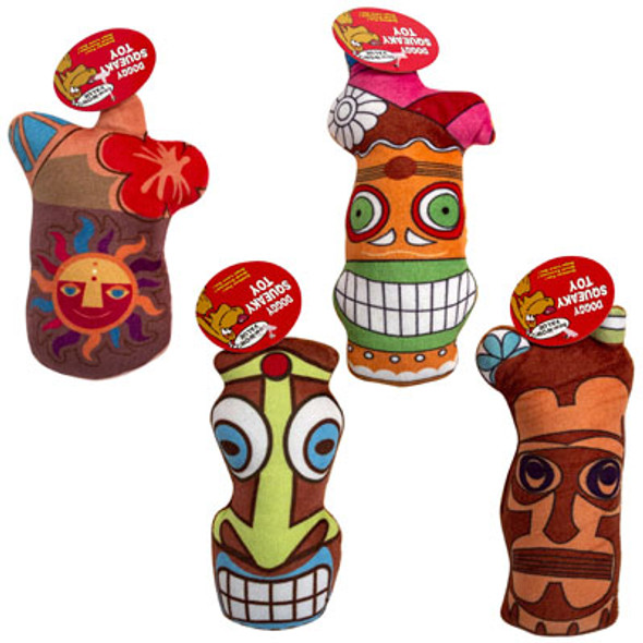 DOG TOY PLUSH 4 ASST TIKI DRINKS IN PDQ #P31757