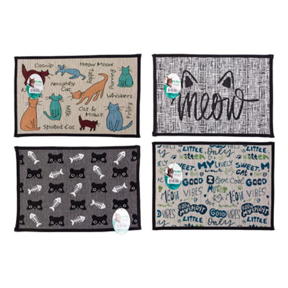 CAT MAT NON-SLIP 4 ASSORTED STYLES 13 X 19