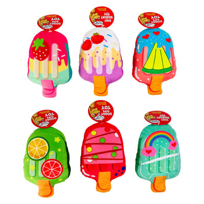 DOG TOY PLUSH 6 ASST POPSICLE DESIGNS HANG TAG IN PDQ#P32598