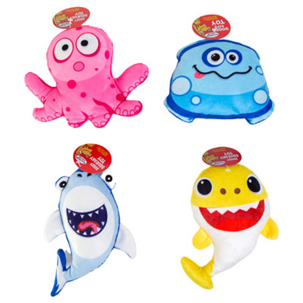 DOG TOY PLUSH SEA ANIMALS 4 ASST HANG TAG IN PDQ #P32584