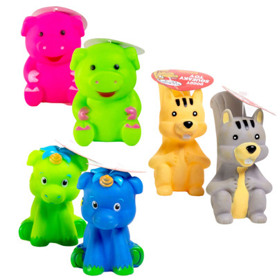 DOG TOY VINYL ANIMALS ASSORTEDCOLORS HANH TAG IN PDQ#S20919