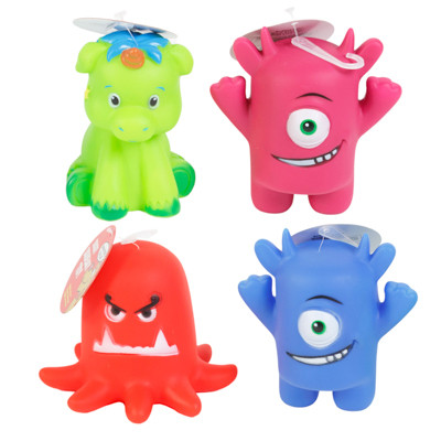 DOG TOY VINYL ONE-EYED MONSTER ASSORTED COLORS HANG TAG IN PDQ #S20915