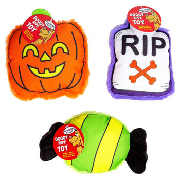DOG TOY HALLOWEEN PLUSH 3 ASSORTED HANG TAG #P32589 COUNTER DISPLAY