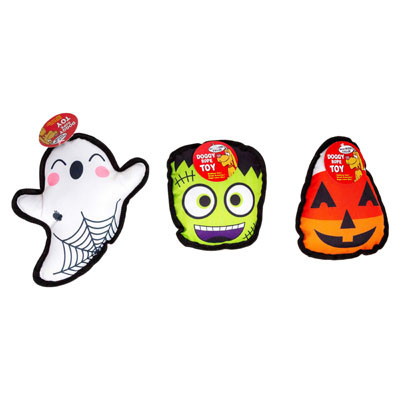 DOG TOY HALLOWEEN PLUSH 3-ASSORTED HANG TAG #P32604 COUNTER DISPLAY