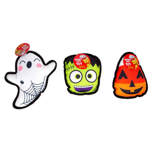 DOG TOY HALLOWEEN PLUSH 3 ASSTHANG TAG IN PDQ#P32604