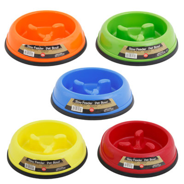 PET BOWL SLOW FEED 7.9 X 2 ROUND NON-SKID 5 COLORS120G