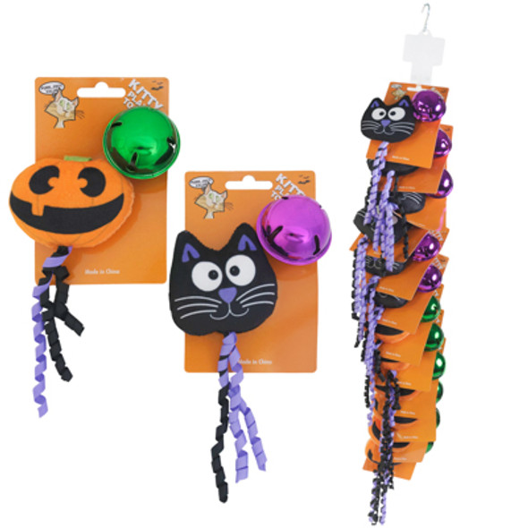 CAT TOY 2PK HALLOWEEN TOY & BELL MERCH STRIP 4 STYLES #P33444