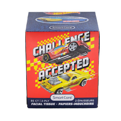 FACIAL TISSUE 85CT HOT WHEELS 2PLY WHITE BOXED