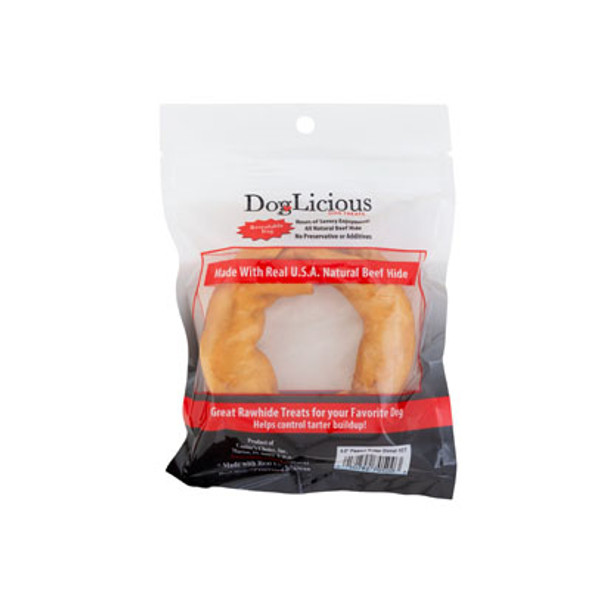 DOG CHEW RAWHIDE DONUT 3.5 INCH PEANUT BUTTER FLAVOR RESEALABLE BAG