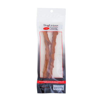 DOG TREATS 2PC 6 INCH PORK RAWHIDE CHEW RESEALABLE BAG
