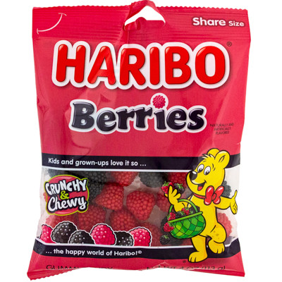 HARIBO BERRIES GUMMI CANDY 4 OZ PEG BAG
