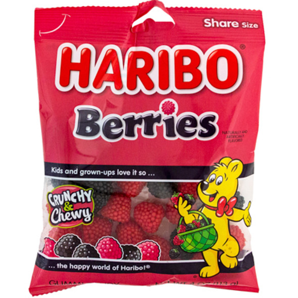HARIBO BERRIES GUMMI CANDY 4 OZ PEG BAG HARIBO BERRIES GUMMI CANDY 4 OZ PEG BAG