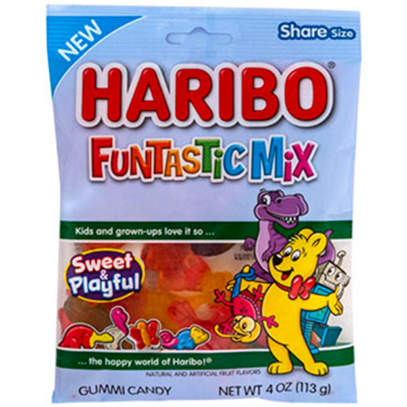 HARIBO FUNTASTIC MIX GUMMI CANDY 4 OZ PEG BAG