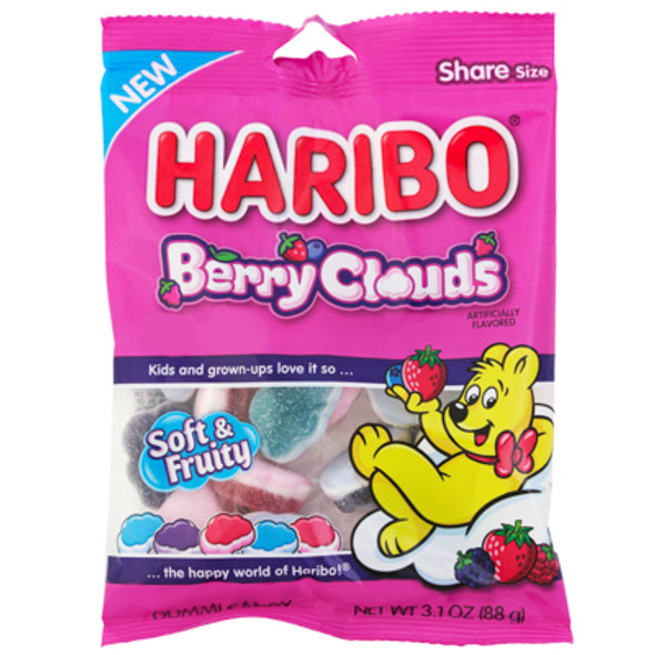GUMMY BERRY CLOUDS HARIBO3.1 OZ PEG BAG