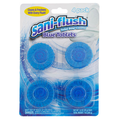 TOILET BOWL 4CT CLEANER TABLETS SANIFLUSH BLUE 12PC PDQ