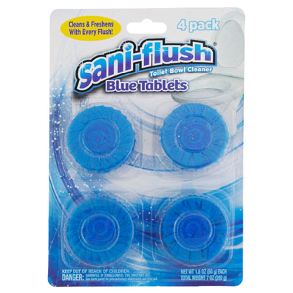 TOILET BOWL 4CT CLEANER TABLETS SANIFLUSH BLUE 12PC PDQ