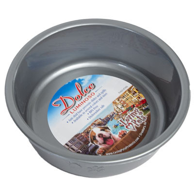 PET BOWL SMALL SILVER W/PAW DSGN 1.90 CUPS (450ML) ANTI-SKID BASE