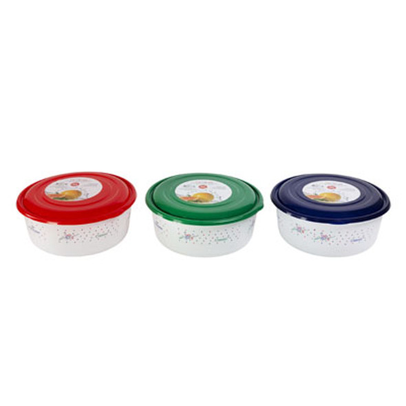 FOOD STORAGE 3.6L ROUND PRINTED 3 COLOR LIDS #9836