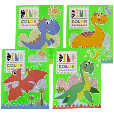 COLORING BOOK DINOS IN COLOR 4-ASSORTED COUNTER DISPLAY