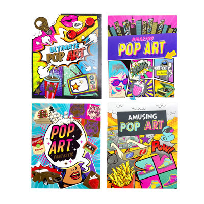 COLORING BOOK POP ART 32-PG FOIL COVER 4-ASSORTED COUNTER DISPLAY