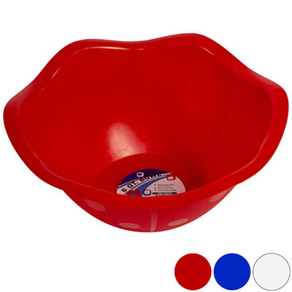 BOWL SERVING 12 INCH SCALLOPED RED, WHITE, BLUE IN PDQ BOWL SERVING 12 INCH SCALLOPED RED, WHITE, BLUE IN PDQ