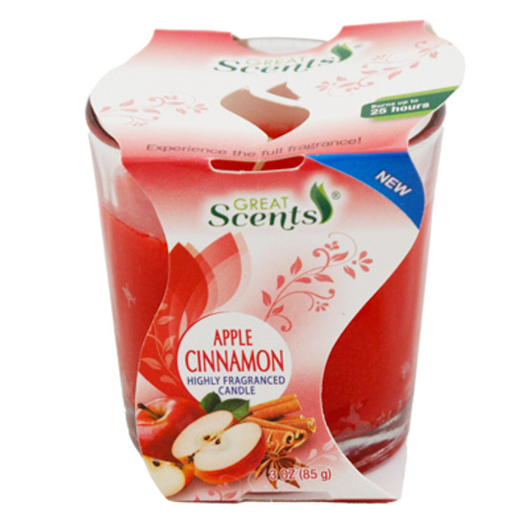 CANDLE 3OZ APPLE CINNAMON GREAT SCENTS