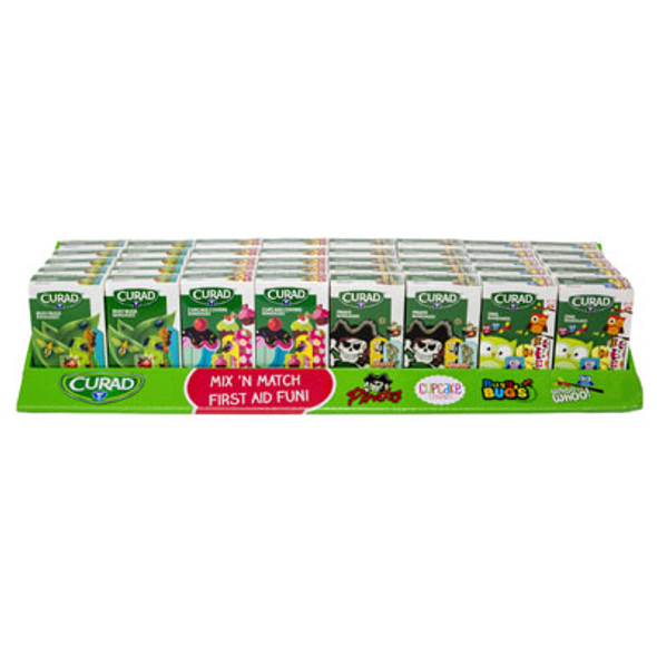 BANDAGES KIDS 20CT 40PC DISPLAY CURAD 4 ASSORTED # DECODISP