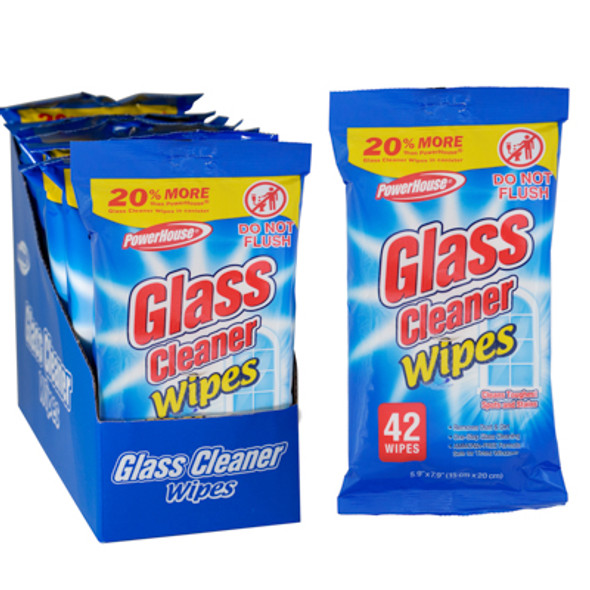WIPES 42CT GLASS CLEANER IN 8PC PDQ POWERHOUSE WIPES 42CT GLASS CLEANER IN 8PC PDQ POWERHOUSE