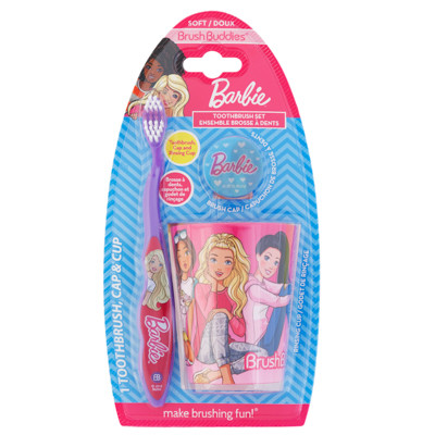 TOOTHBRUSH GIFT SET BARBIE 3PC SET TOOTHBRUSH, CUP, CAP
