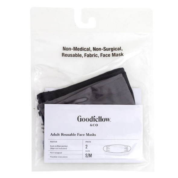 FACE MASKS 2PK ADULT S/M FABRIC REUSABLE GOODFELLOW *4.00*