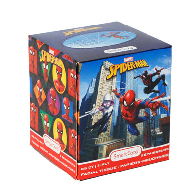 FACIAL TISSUE 85CT MARVEL SPIDERMAN 2PLY WHITE BOXED
