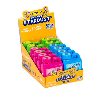 CANDY SNEAKY STARDUST 3 ASST GUM POWER 1.94 OZ 12PC COUNTER DISPLAY #0960