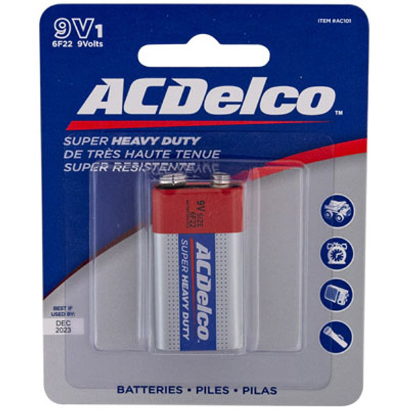 BATTERIES 9 VOLT 1PK HEAVY DUTY AC DELCO ON BLISTER CARD