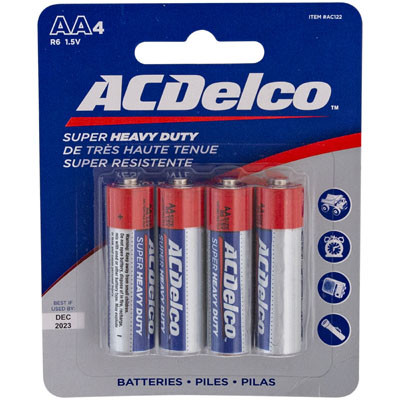 BATTERIES AA 4PK HEAVY DUTY AC DELCO ON BLISTER CARD
