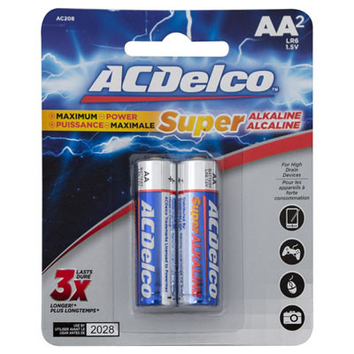 BATTERIES AA 2PK ALKALINE AC DELCO ON BLISTER CARD