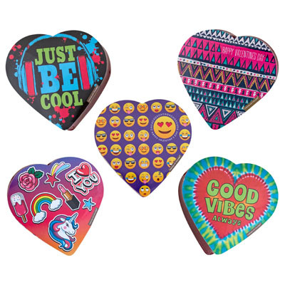 VALENTINE CANDY CHOCOLATE HEART TEEN 5 ASST 2.0 OZ PDQ