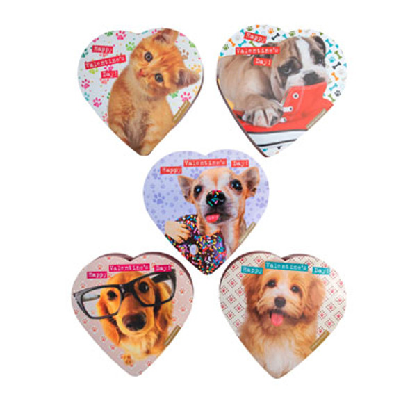 VALENTINE CANDY PETS IN HEARTS 2.0 OZ CHOCOLATES IN PDQ