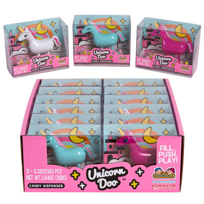 CANDY UNICORN DOO CANDY DISPENSER 3.84OZ COUNTER DISPLAY